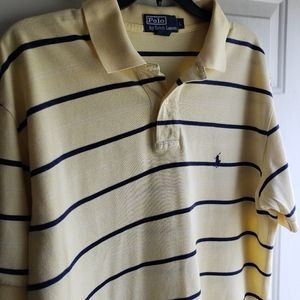 Polo Ralph Lauren Yellow Striped Short Sleeve Polo Shirt Size Large.